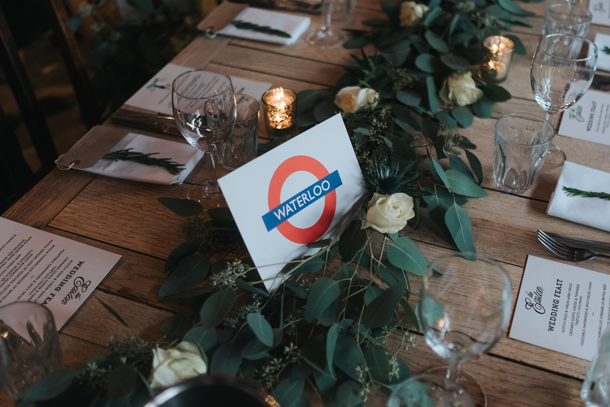 Waterloo underground station wedding table name