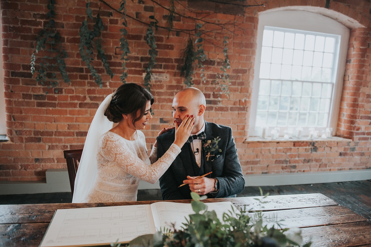 maggie sottero dress industrial wedding 25