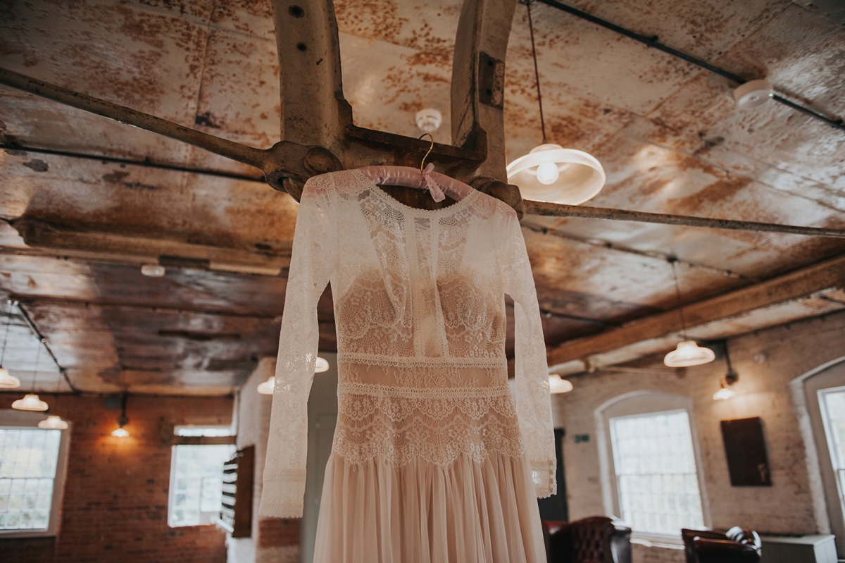 maggie sottero dress industrial wedding 6