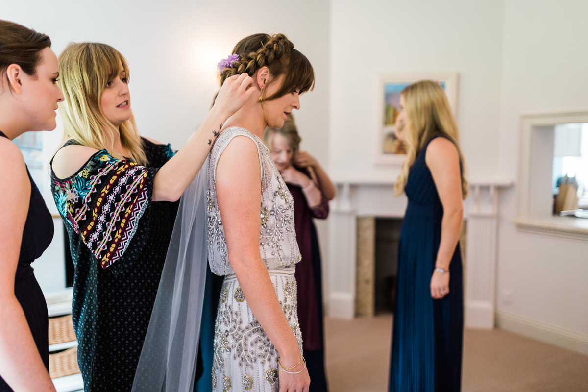 10 Beaded 1920s inspired wedding dress and colourful barn wedding