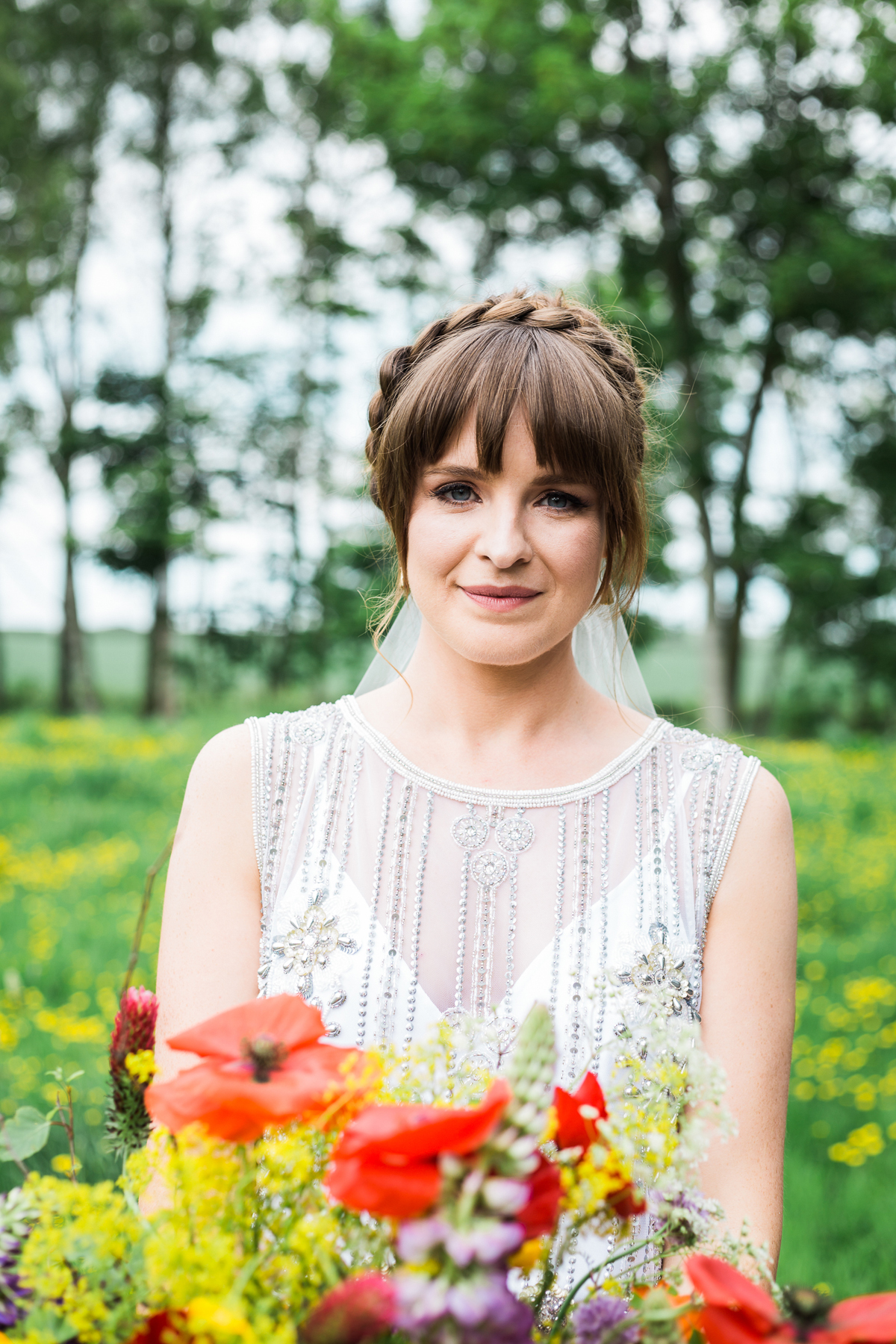 13 Beaded 1920s inspired wedding dress and colourful barn wedding