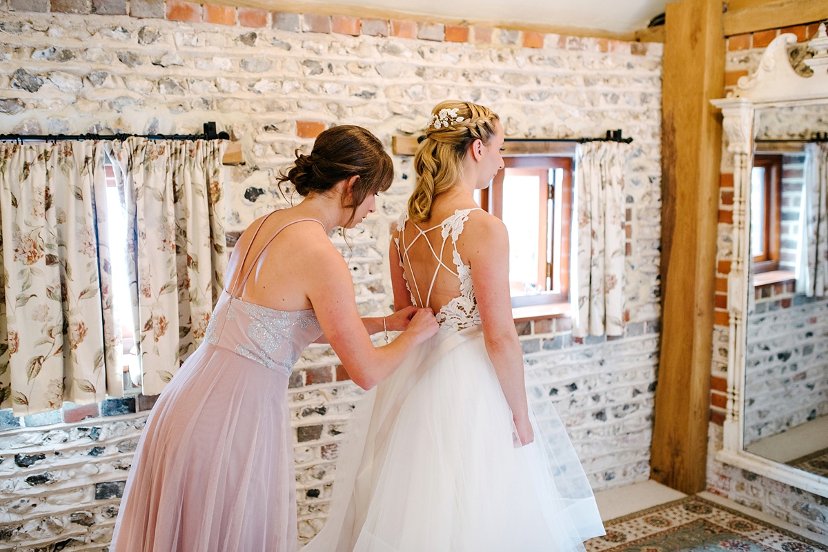 14 A Blush by Hayley Paige bride and her elegant barn wedding