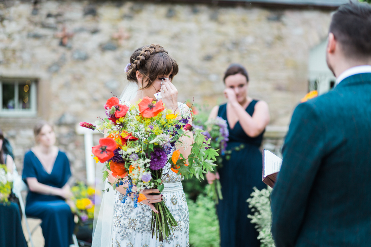 21 Beaded 1920s inspired wedding dress and colourful barn wedding