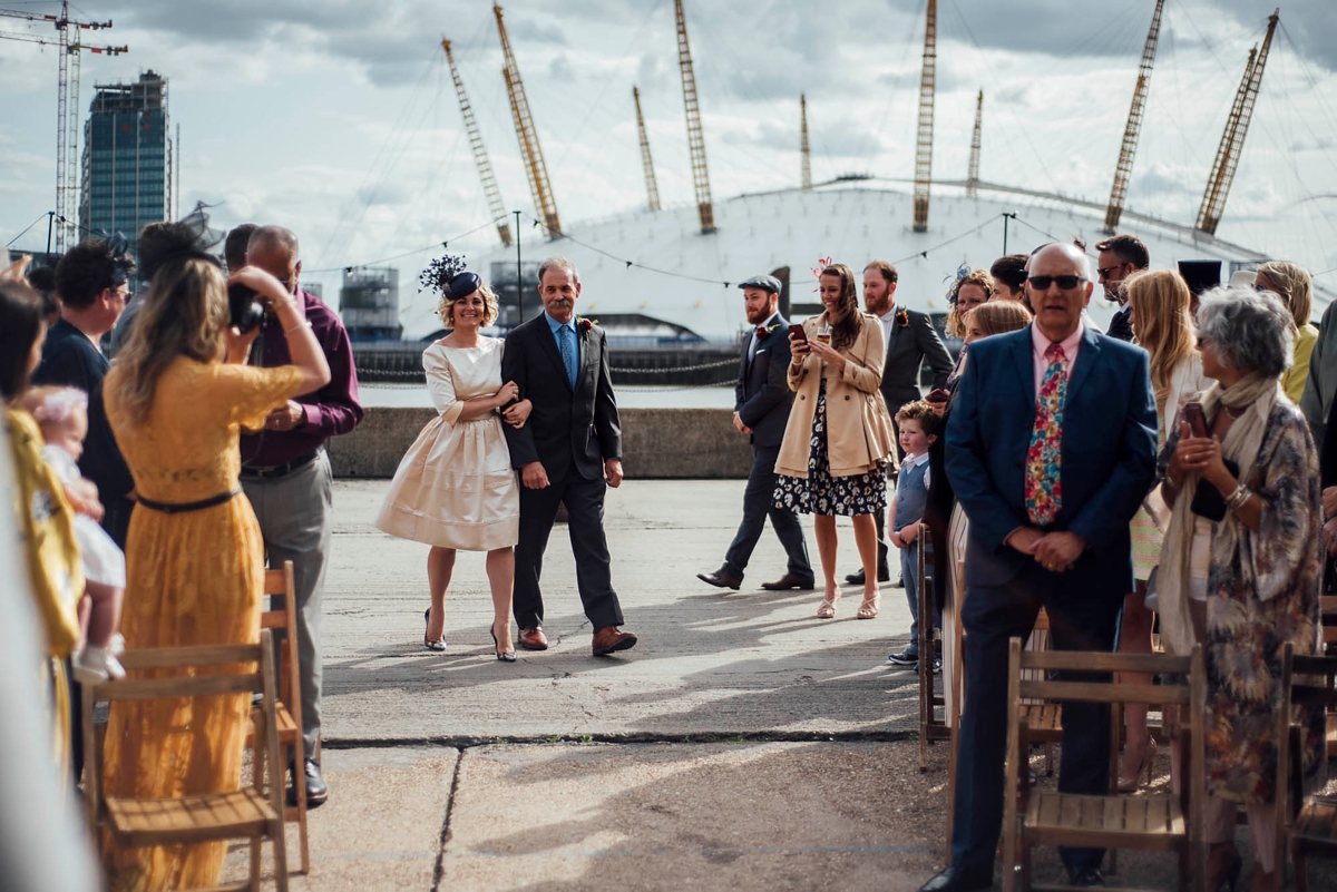 22 A 50s dress and pillbox hat for a Trinity Buoy Wharf Wedding in London