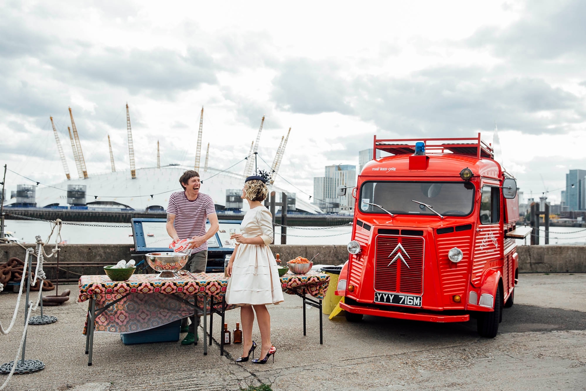 24 A 50s dress and pillbox hat for a Trinity Buoy Wharf Wedding in London 1