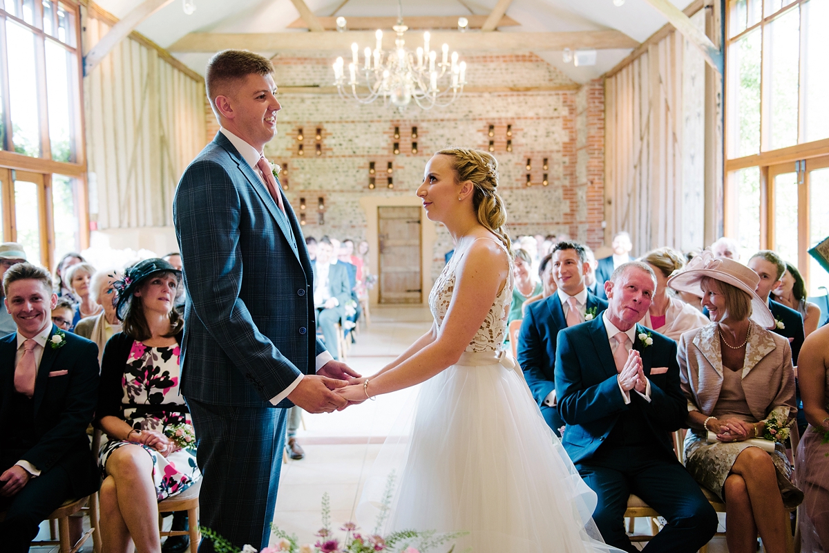 24 A Blush by Hayley Paige bride and her elegant barn wedding