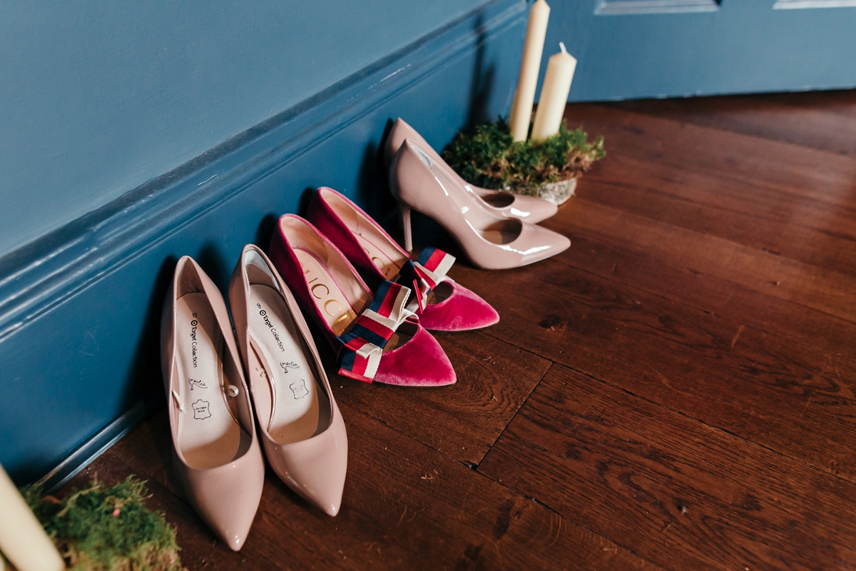 3 Pink and red wedding shoes