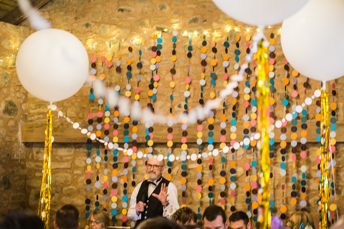 34 Beaded 1920s inspired wedding dress and colourful barn wedding