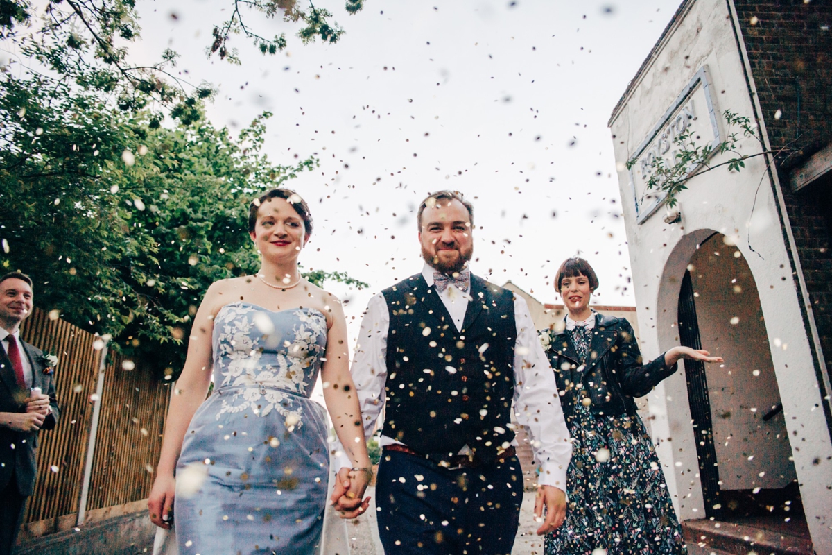 36 Confetti shot and a Wedgewood Blue wedding dress