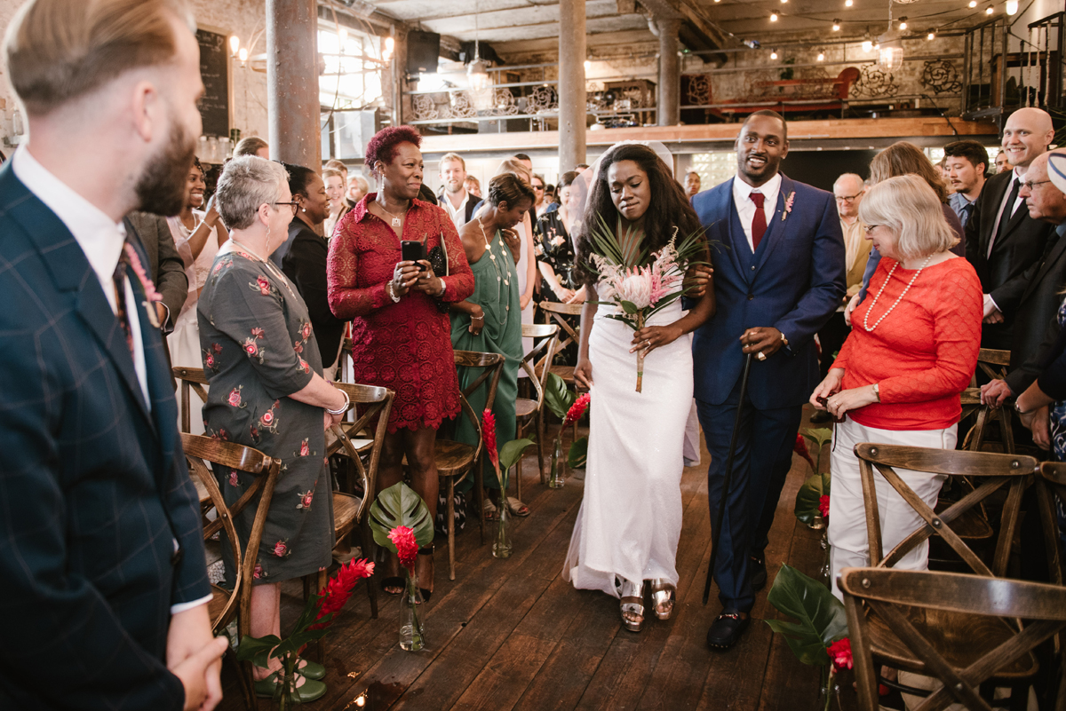 59 A Tropical and Industrial insipred cool London wedding