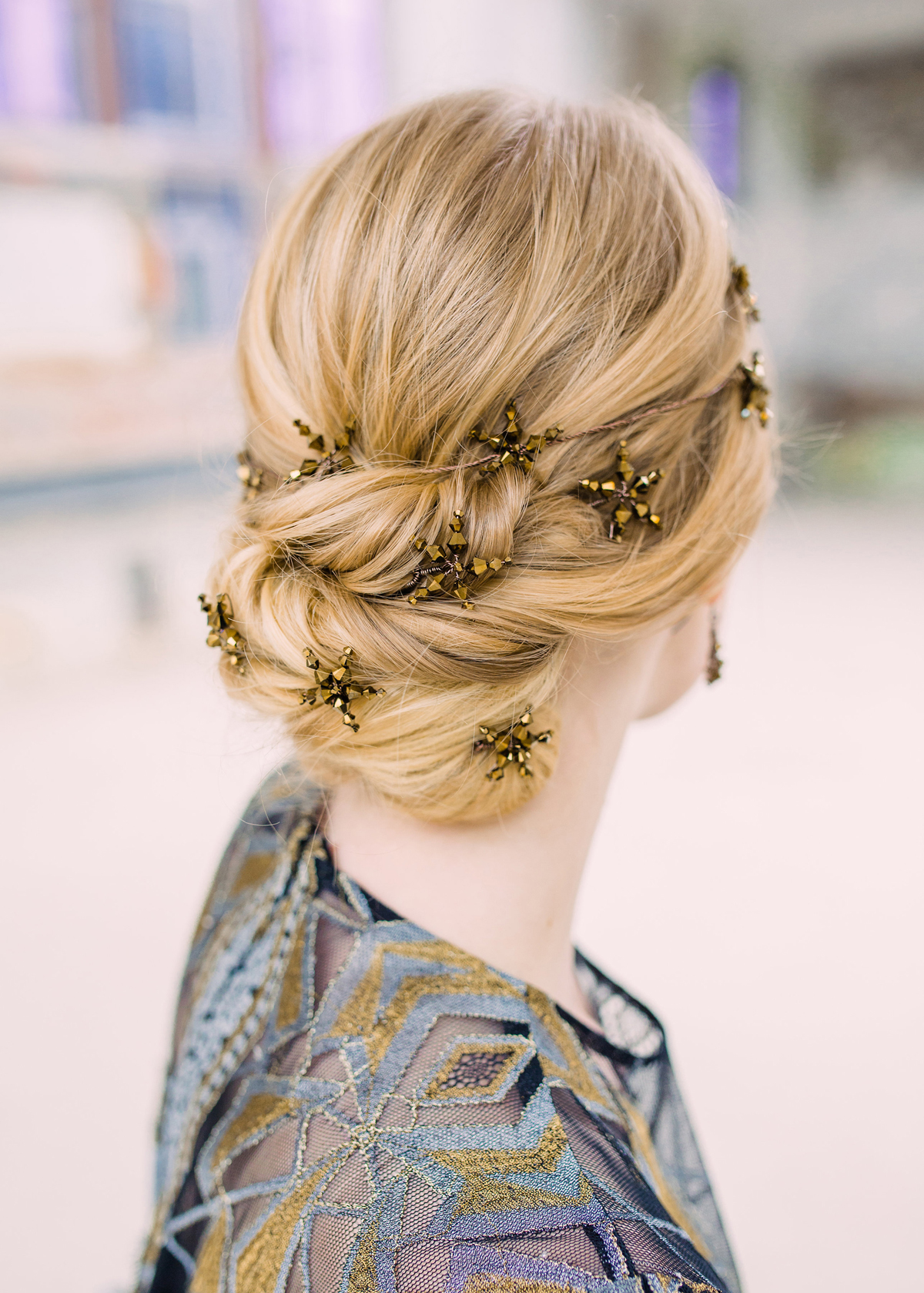 Orion Nova Hairpins and Garland Hermione Harbutt AmyOBoyle Photography 330 pounds 1 - Modern, Contemporary and Avant Garde Occasionwear Headpieces by Artisan Designer Hermione Harbutt Orion Nova Hairpins and Garland Hermione Harbutt AmyOBoyle Photography 330 pounds 1