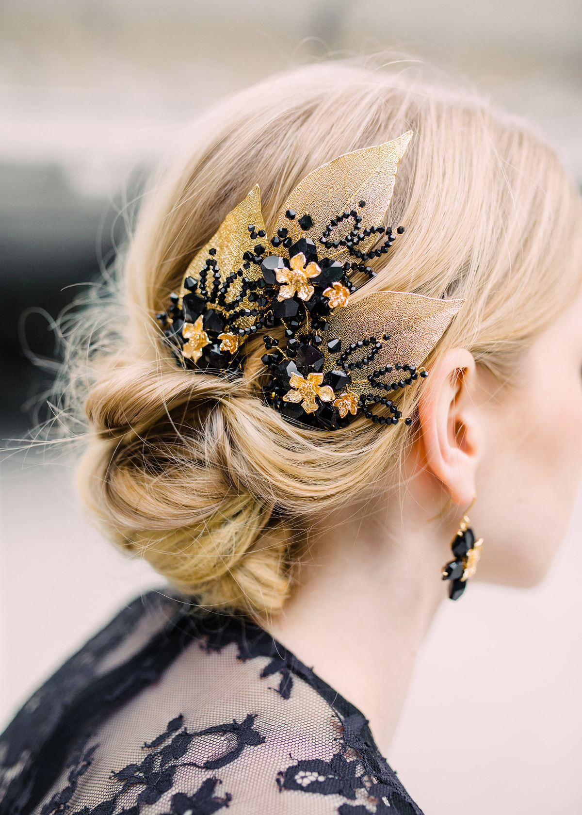 Titania Black Hairpins Hermione Harbutt AmyOBoyle Photography 6 145 pounds - Modern, Contemporary and Avant Garde Occasionwear Headpieces by Artisan Designer Hermione Harbutt Titania Black Hairpins Hermione Harbutt AmyOBoyle Photography 6 145 pounds