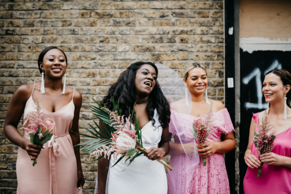 A Bespoke Gown and Tropical Minimalism for a Cool, Industrial Style London Wedding