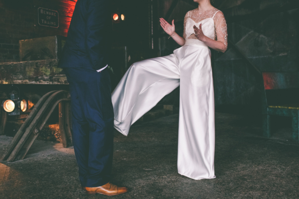 A Bride Who Made Her Own Jumpsuit for an Industrial Warehouse Wedding in Manchester