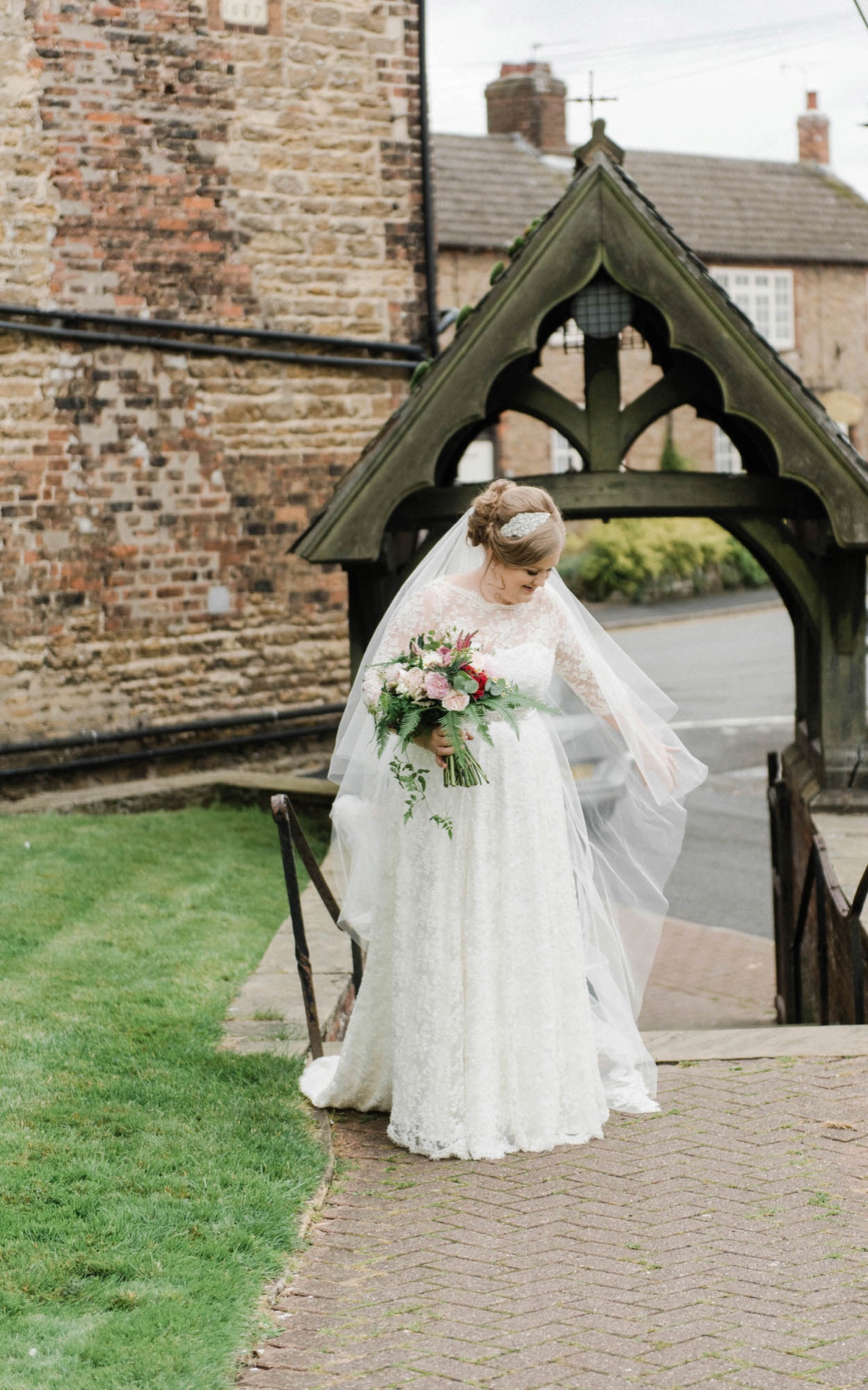 14 A bride who made her own dress for her elegant garden party wedding