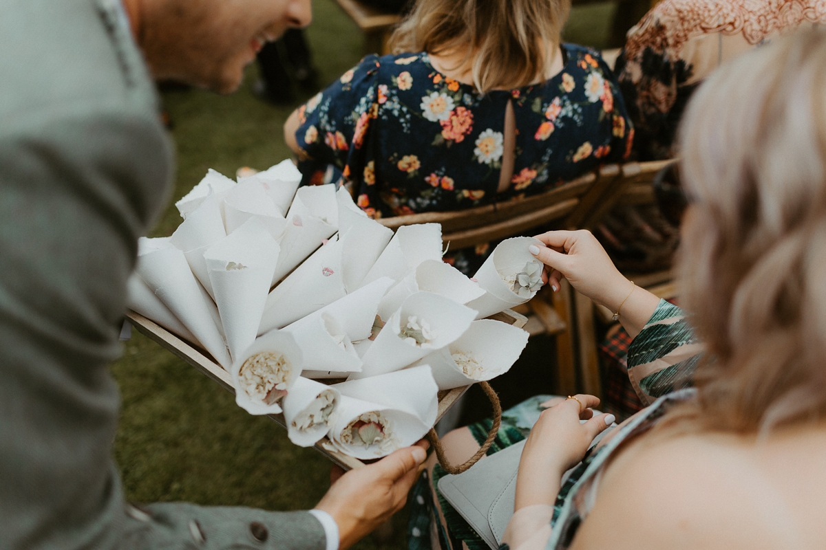 17 A Houghton NYC gown for bohemian inspired wedding on a farm