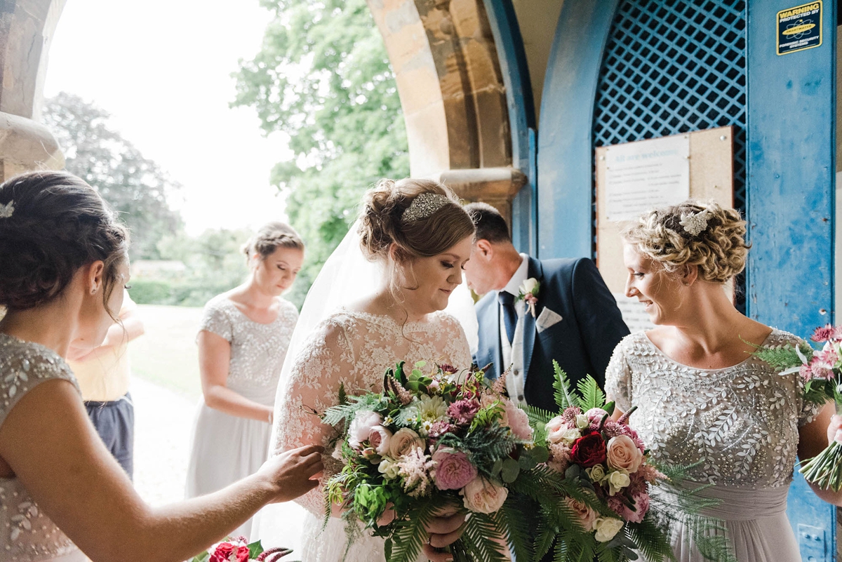 17 A bride who made her own dress for her elegant garden party wedding