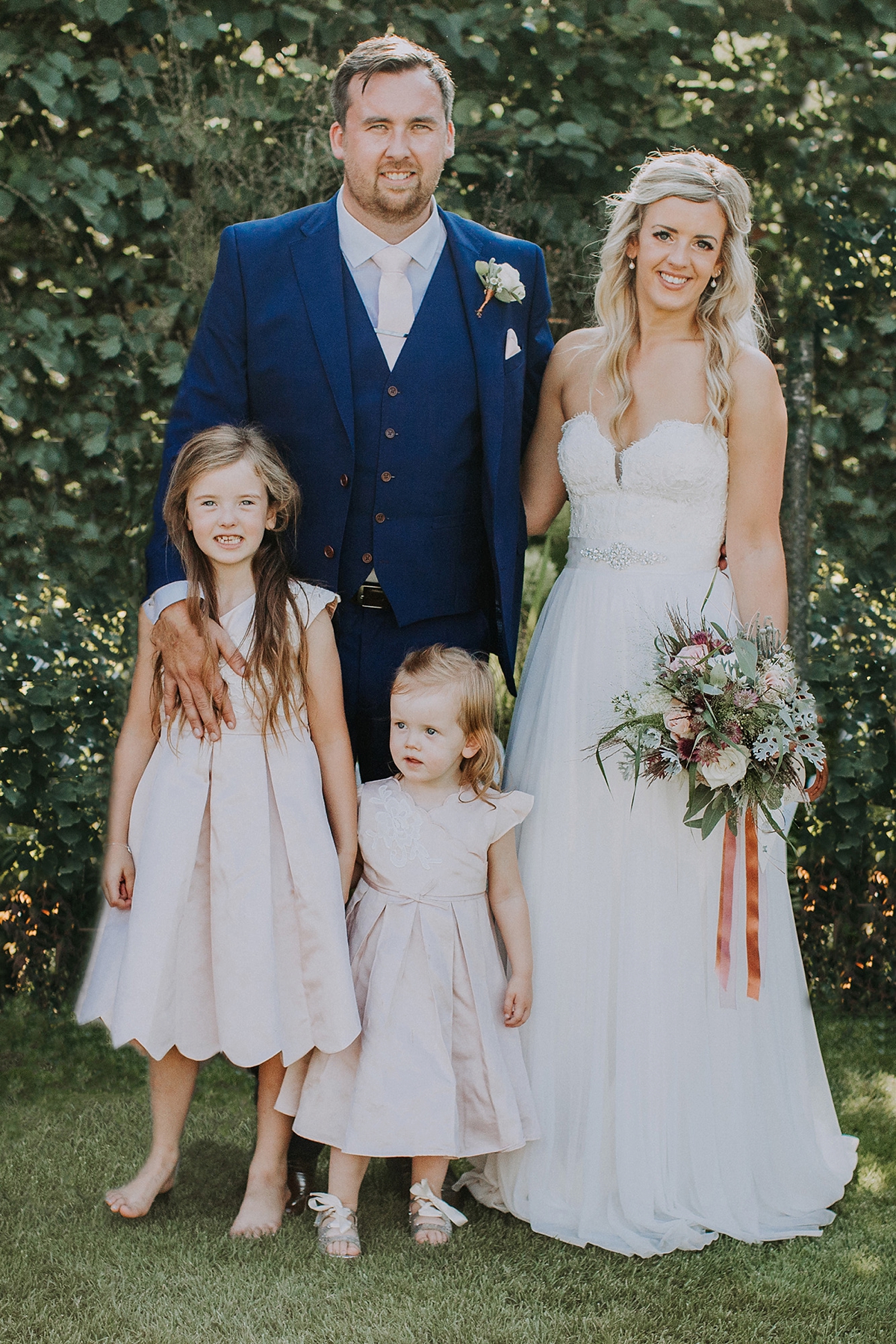 17 Paloma de Blanca dress copper peach and grey barn wedding