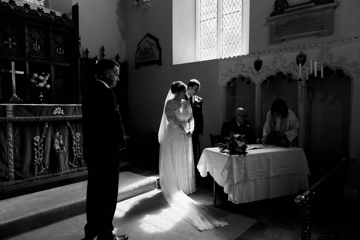 20 A bride who made her own dress for her elegant garden party wedding