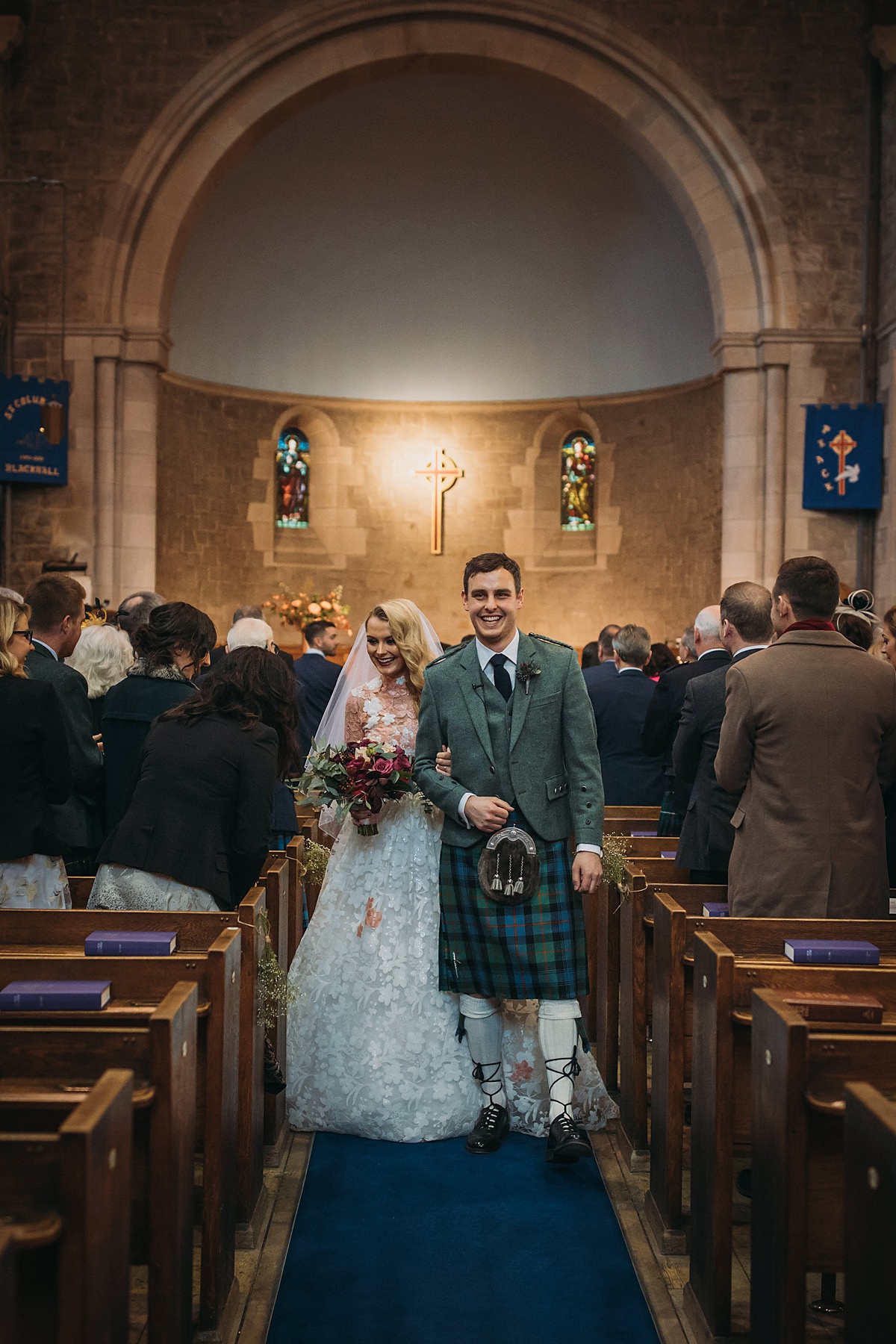 29 A Jesus Peiro dress with hints of peach for a Scottish castle wedding