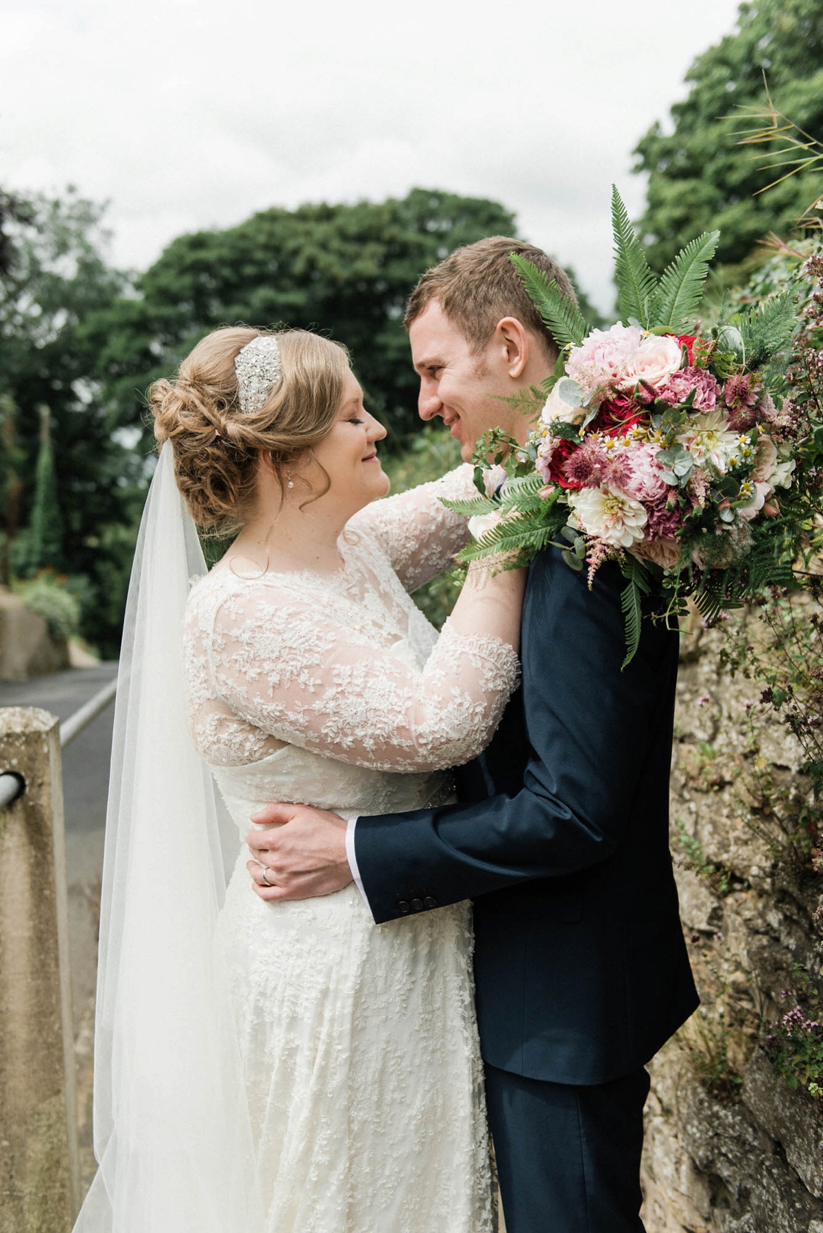 29 A bride who made her own dress for her elegant garden party wedding