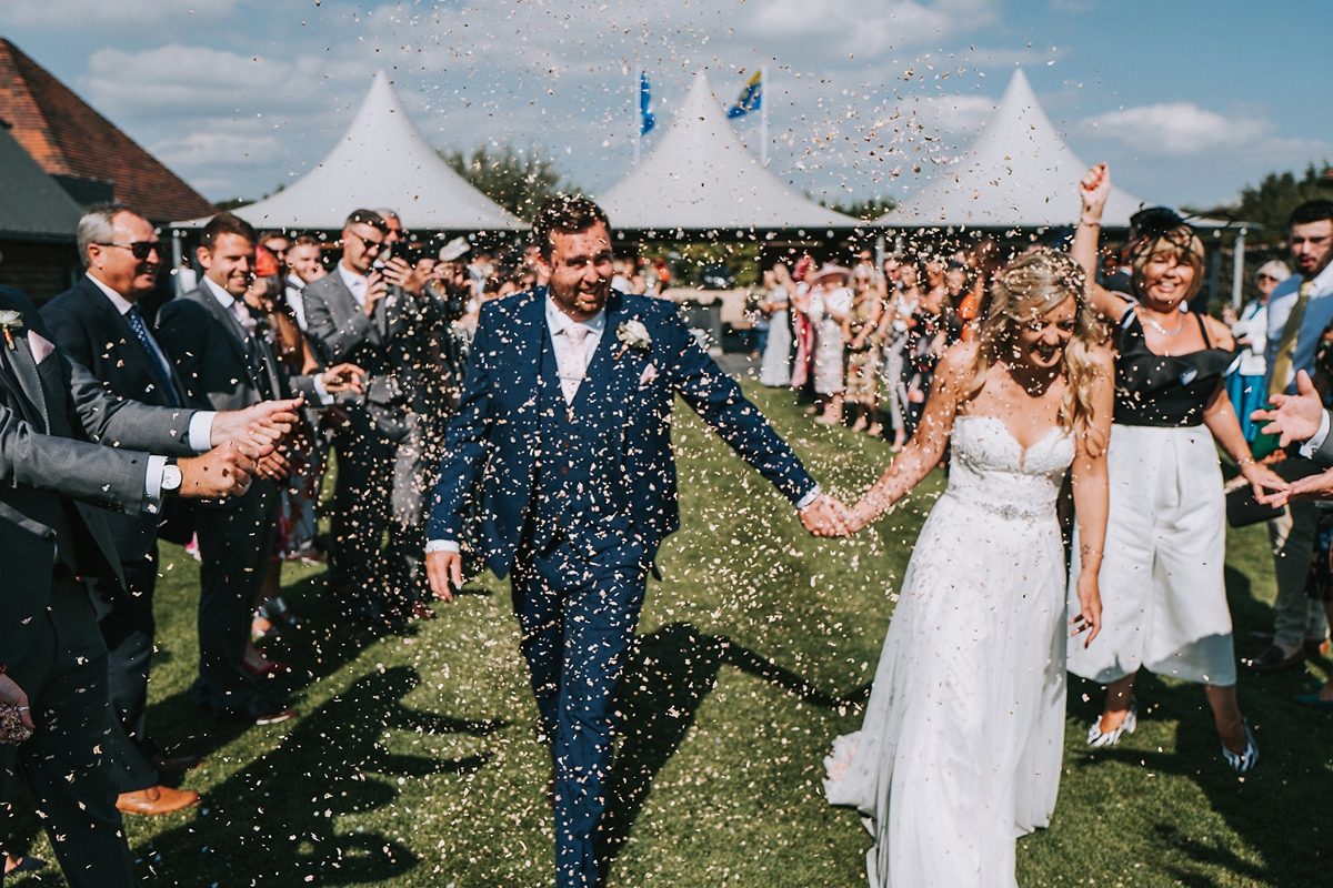 33 Paloma de Blanca dress copper peach and grey barn wedding