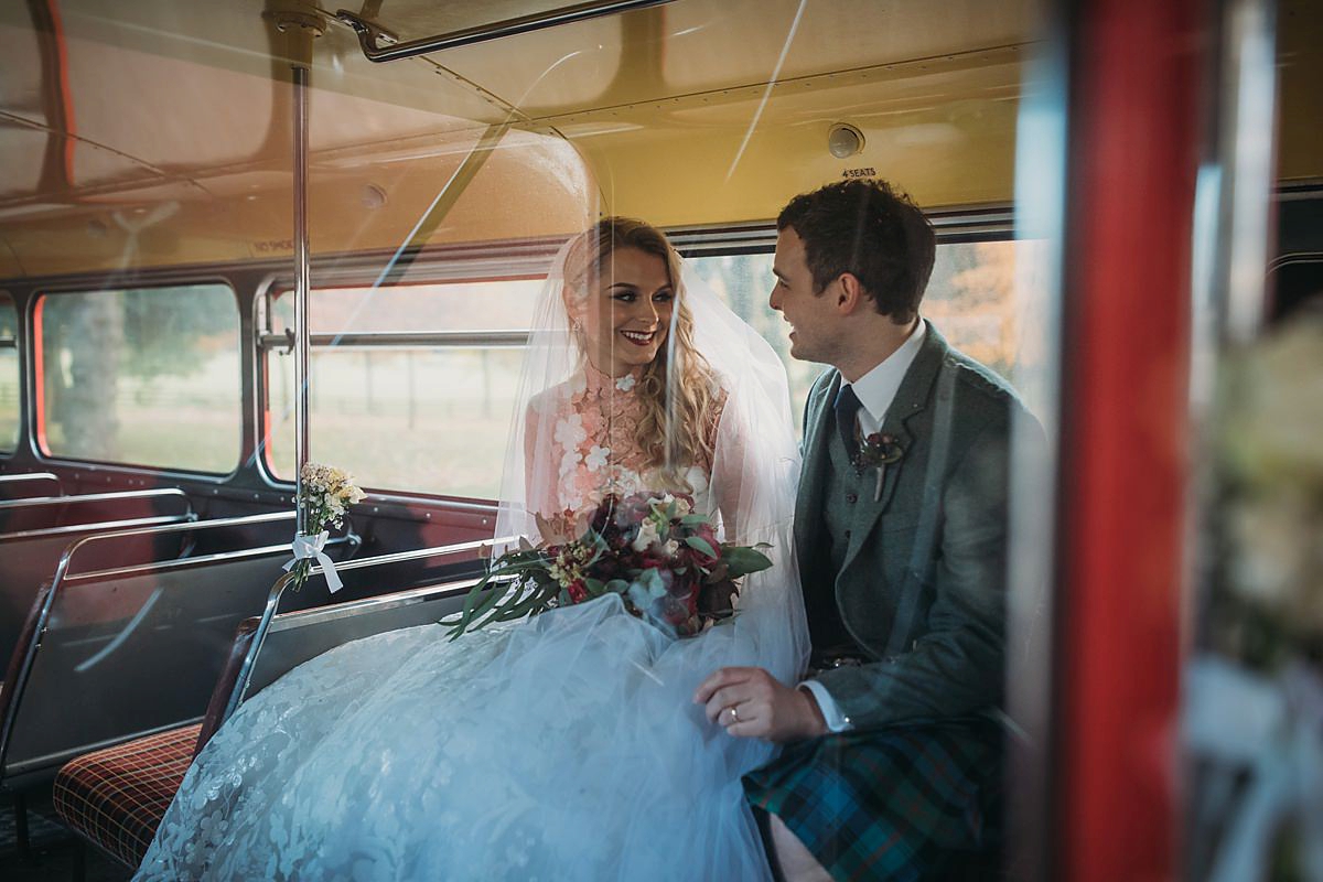 41 A Jesus Peiro dress with hints of peach for a Scottish castle wedding