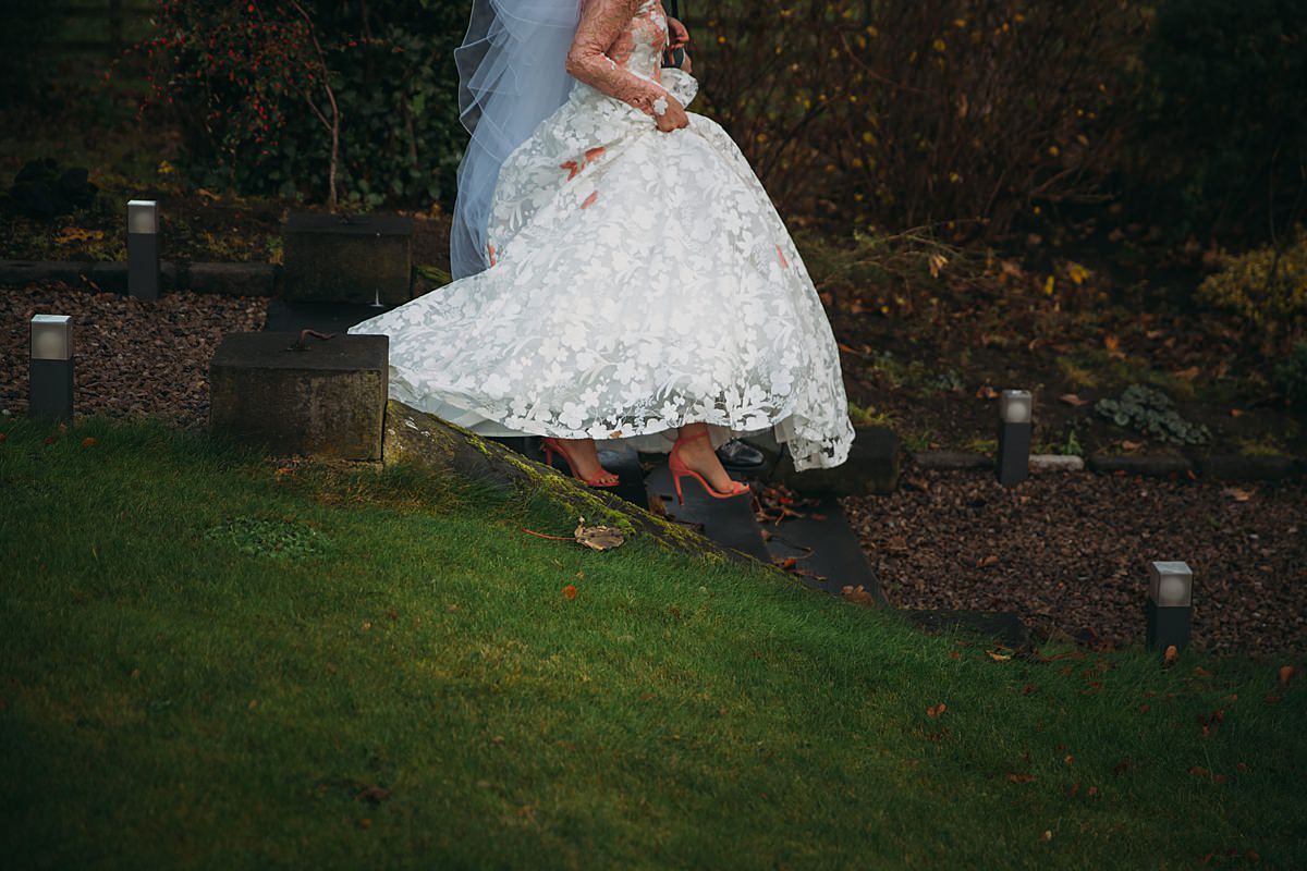 45 A Jesus Peiro dress with hints of peach for a Scottish castle wedding
