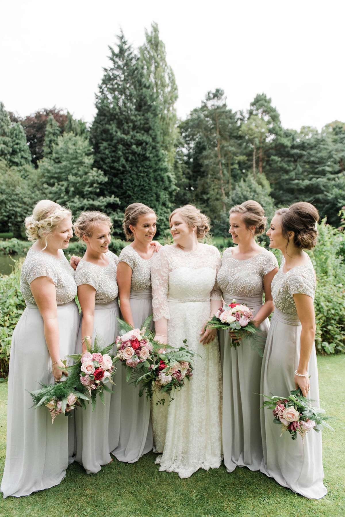 45 A bride who made her own dress for her elegant garden party wedding