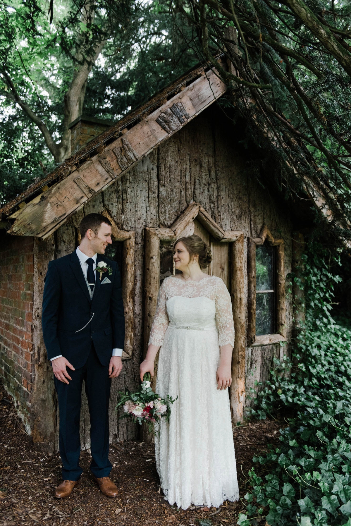 47 A bride who made her own dress for her elegant garden party wedding