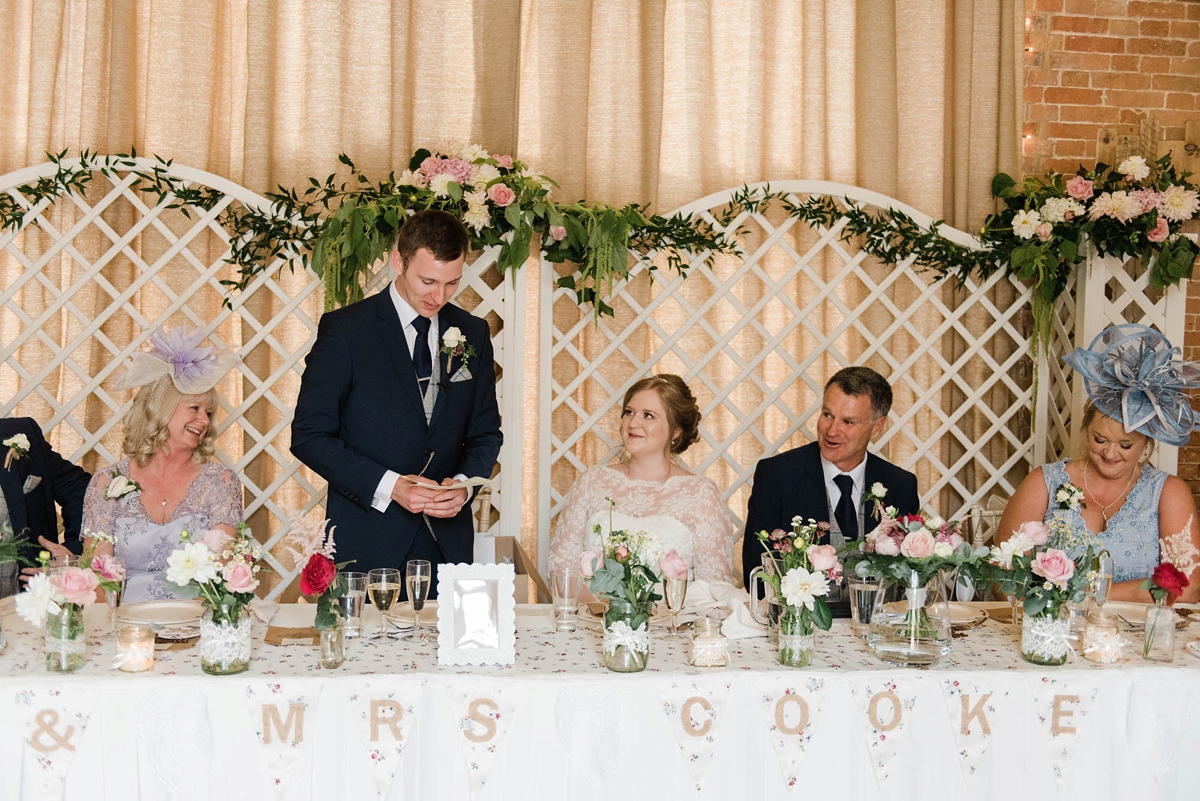 61 A bride who made her own dress for her elegant garden party wedding