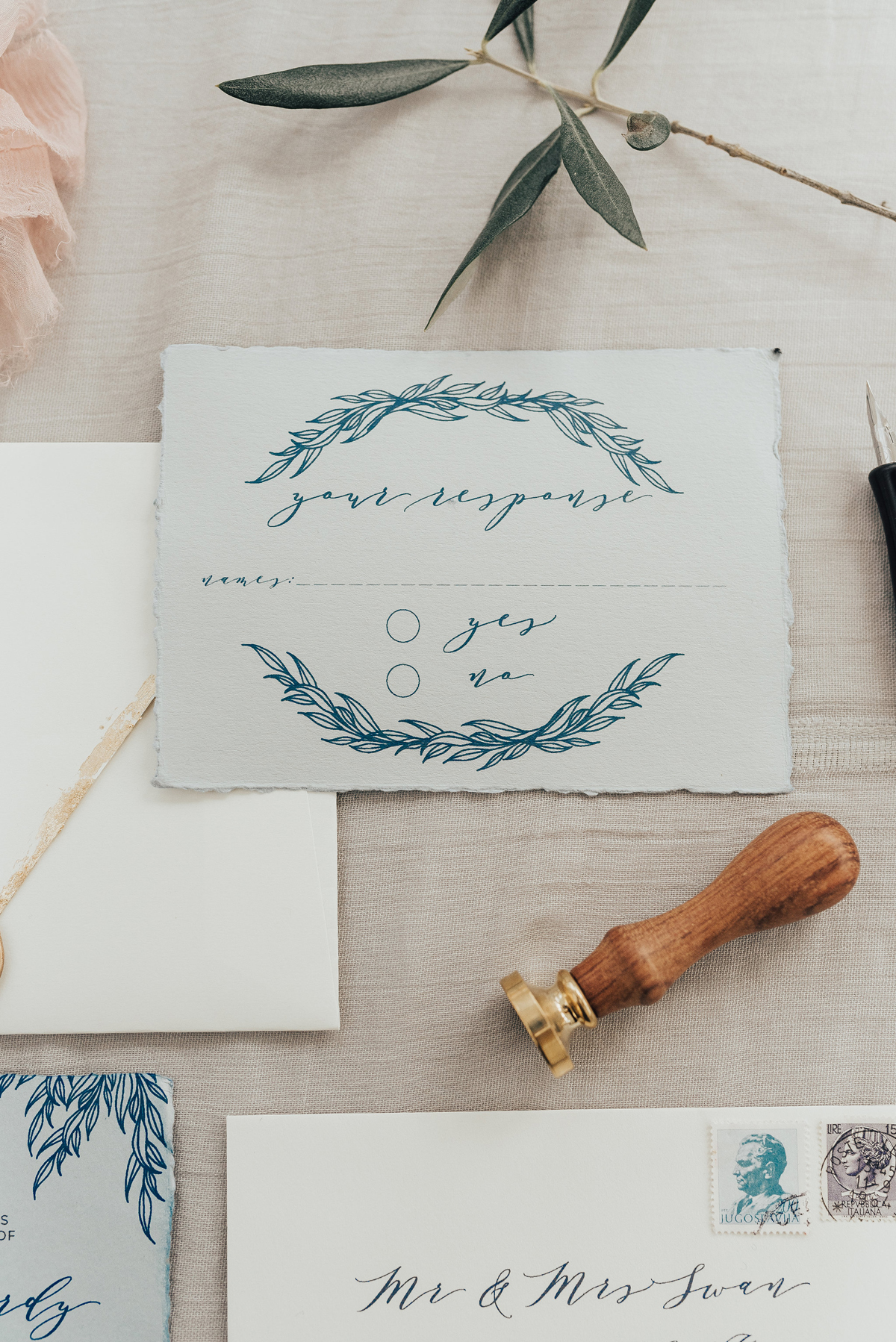 13 Something Blue wedding and bridal inspiration with a handpainted leather jacket