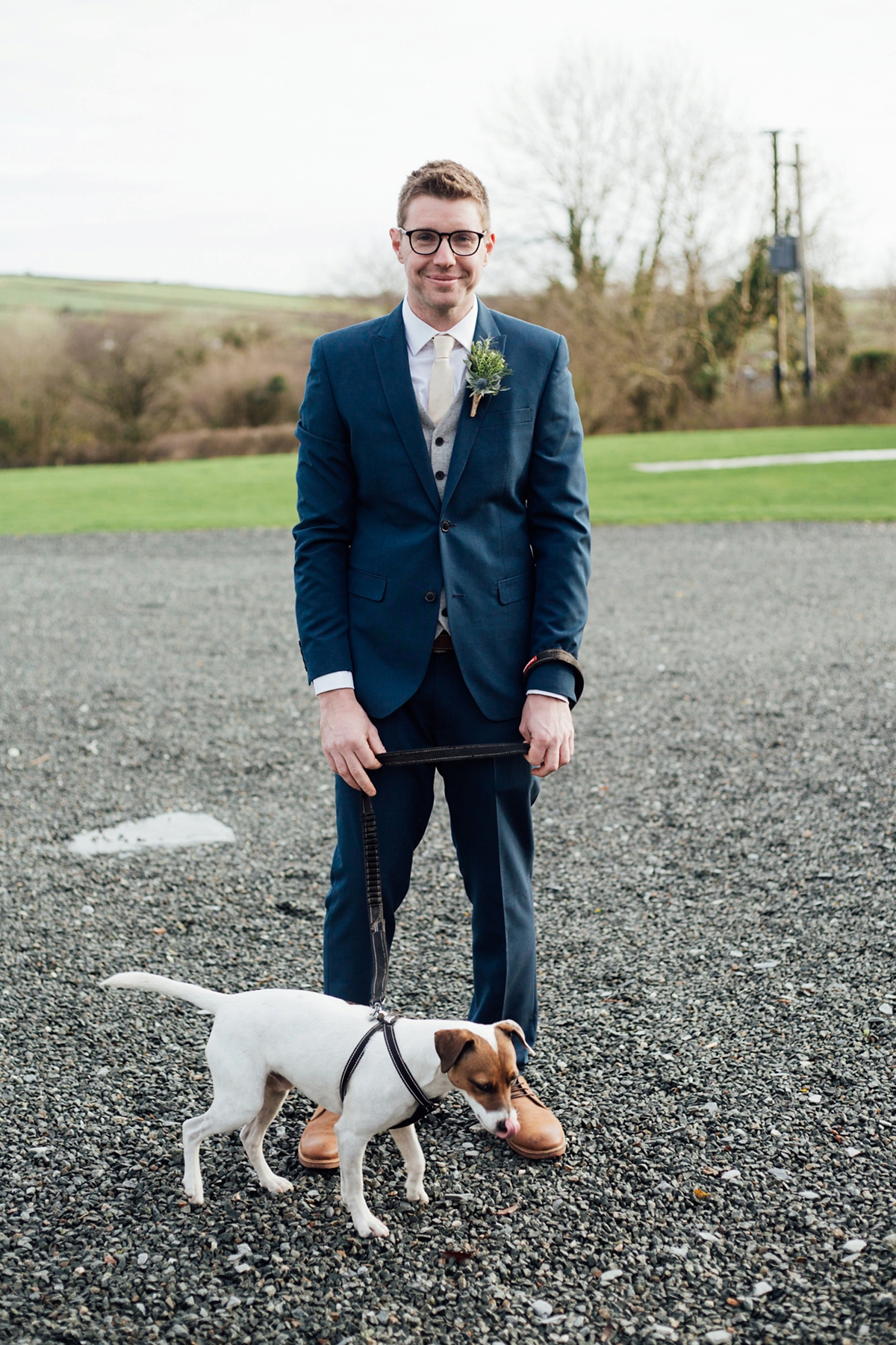 14 A Rembo Styling gown and leather jacket for a winter barn wedding in Cornwall