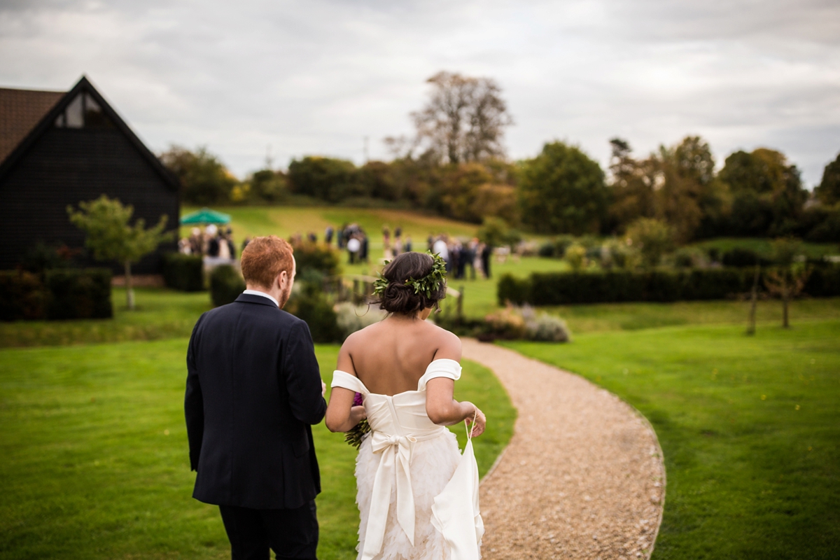 15 A Halfpenny London bride and her feathered skirt and Autumnal Suffolk wedding