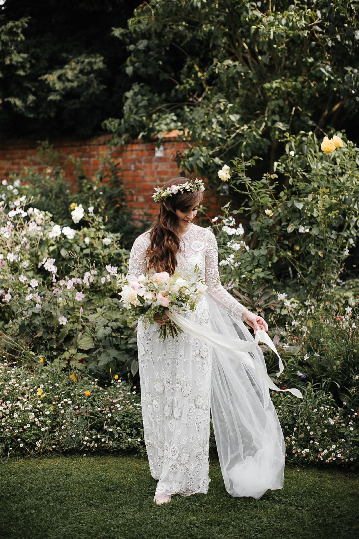 15 A bohemian and botanical inspired wedding with a Needle and Thread dress