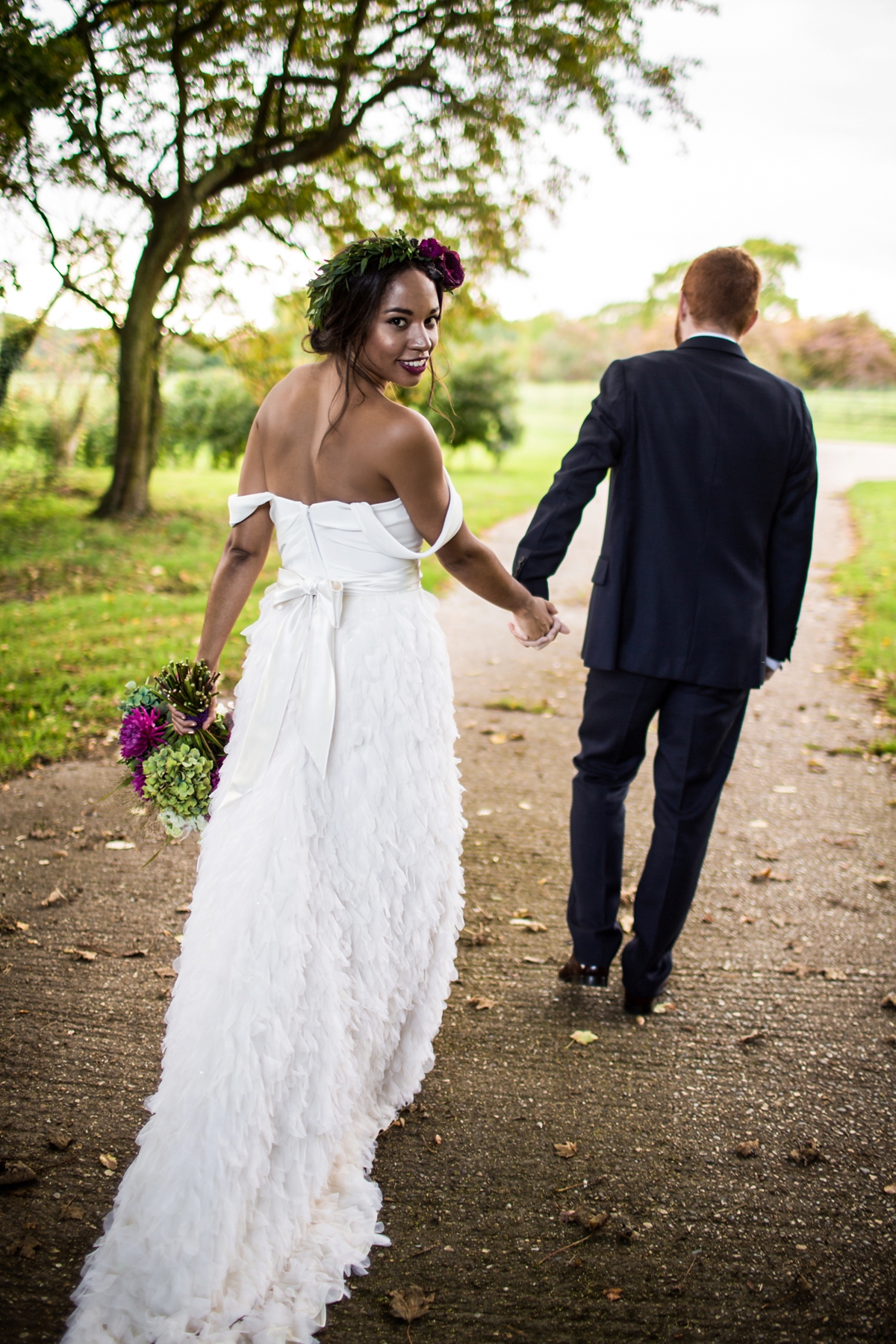 17 A Halfpenny London bride and her feathered skirt and Autumnal Suffolk wedding