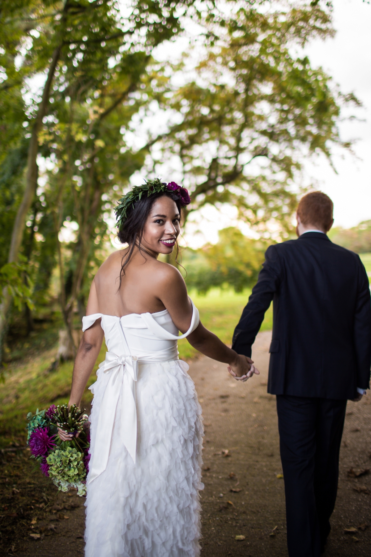 18 A Halfpenny London bride and her feathered skirt and Autumnal Suffolk wedding