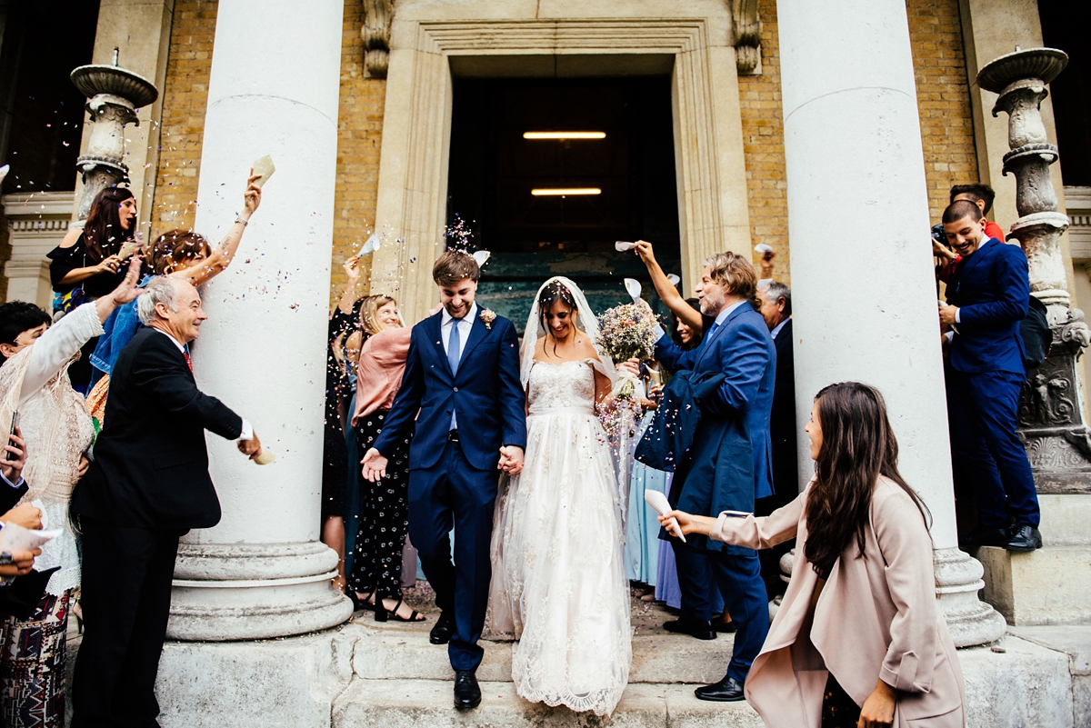 18 A blush pink Suzanne Harrington dress for a vintage inspired London pub wedding