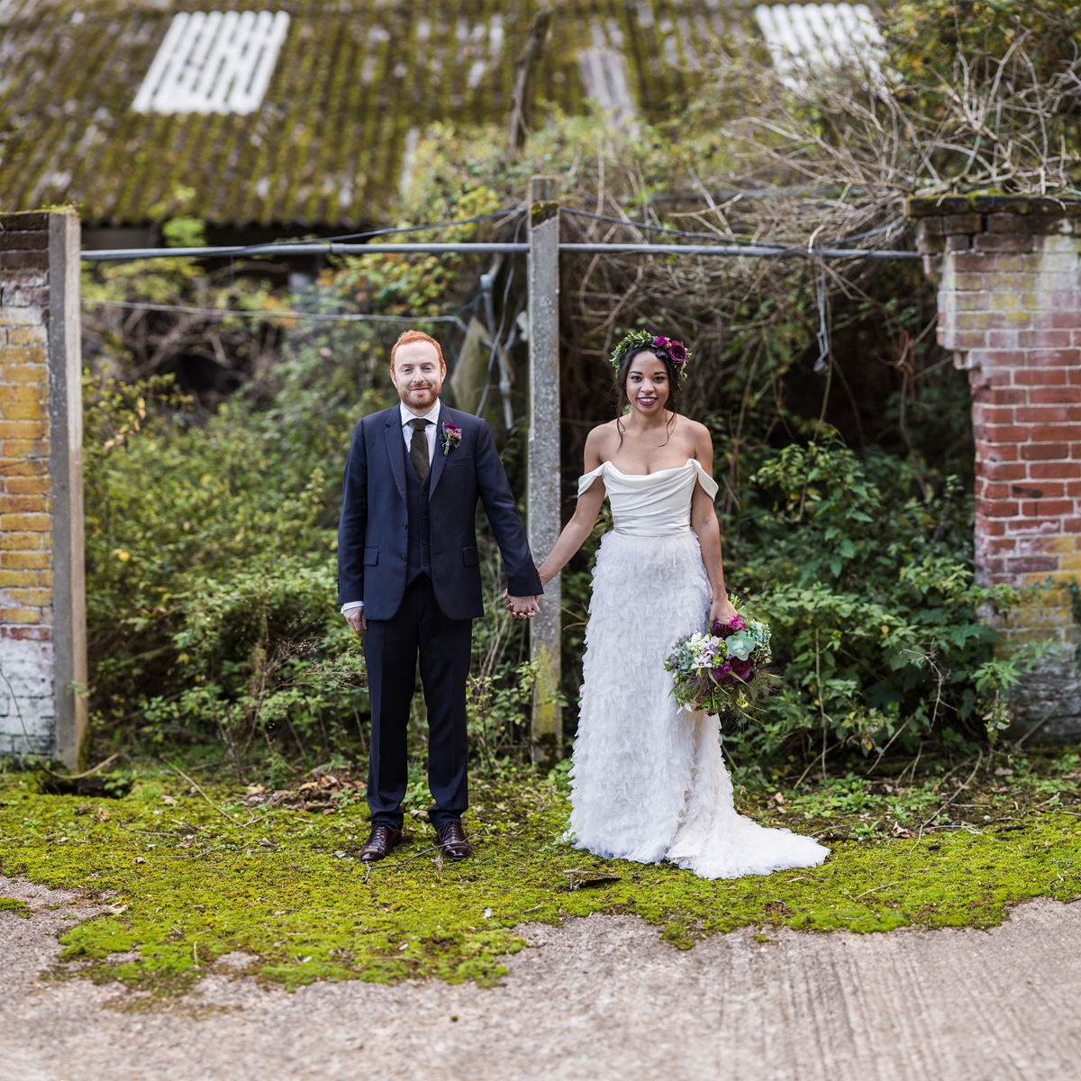19 A Halfpenny London bride and her feathered skirt and Autumnal Suffolk wedding