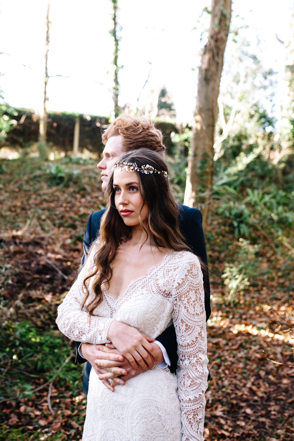 24 Hermione Harbutt Headpieces in a woodland wedding bridal editorial