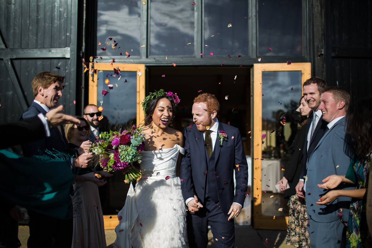 26 A Halfpenny London bride and her feathered skirt and Autumnal Suffolk wedding