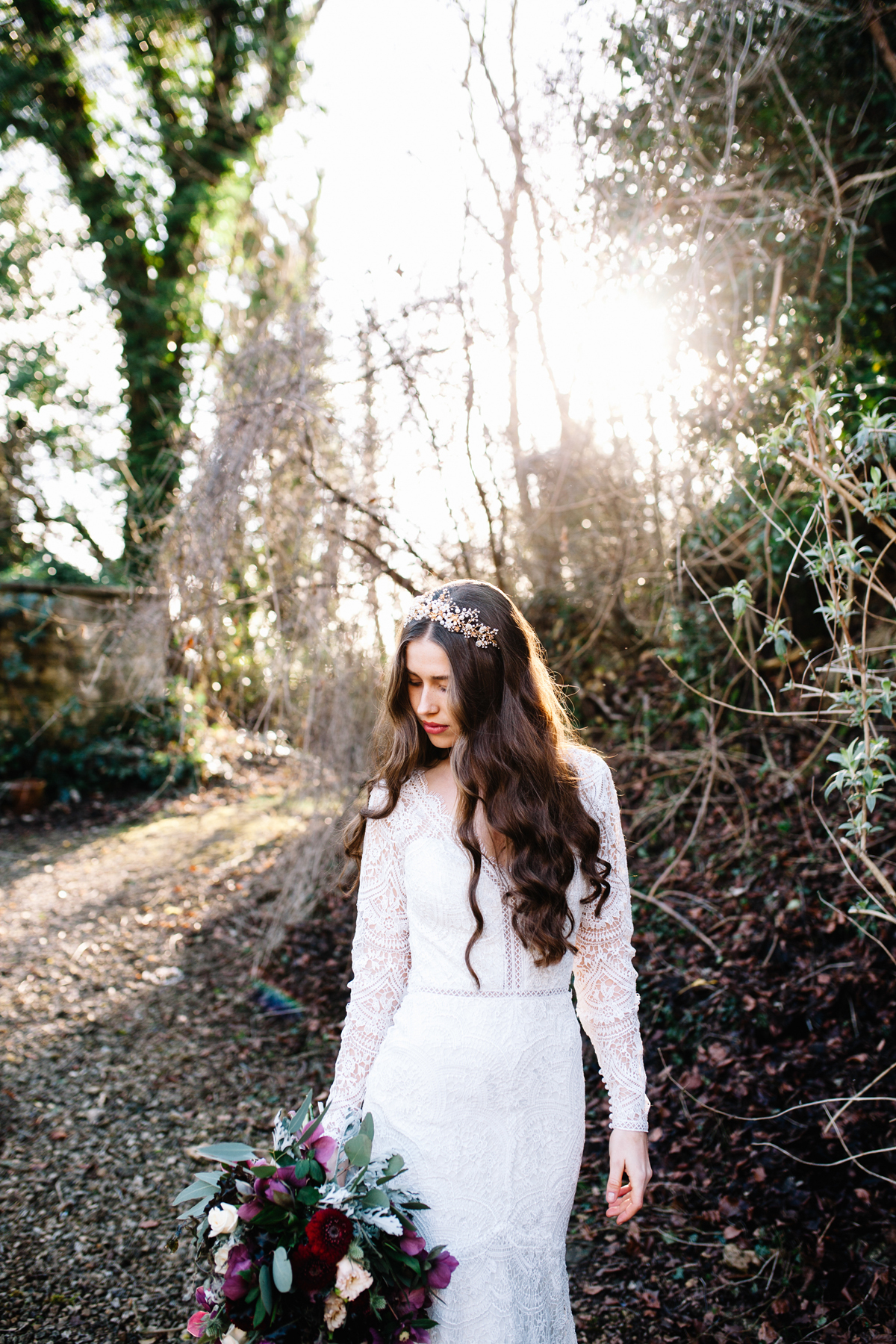 26 Hermione Harbutt Headpieces in a woodland wedding bridal editorial