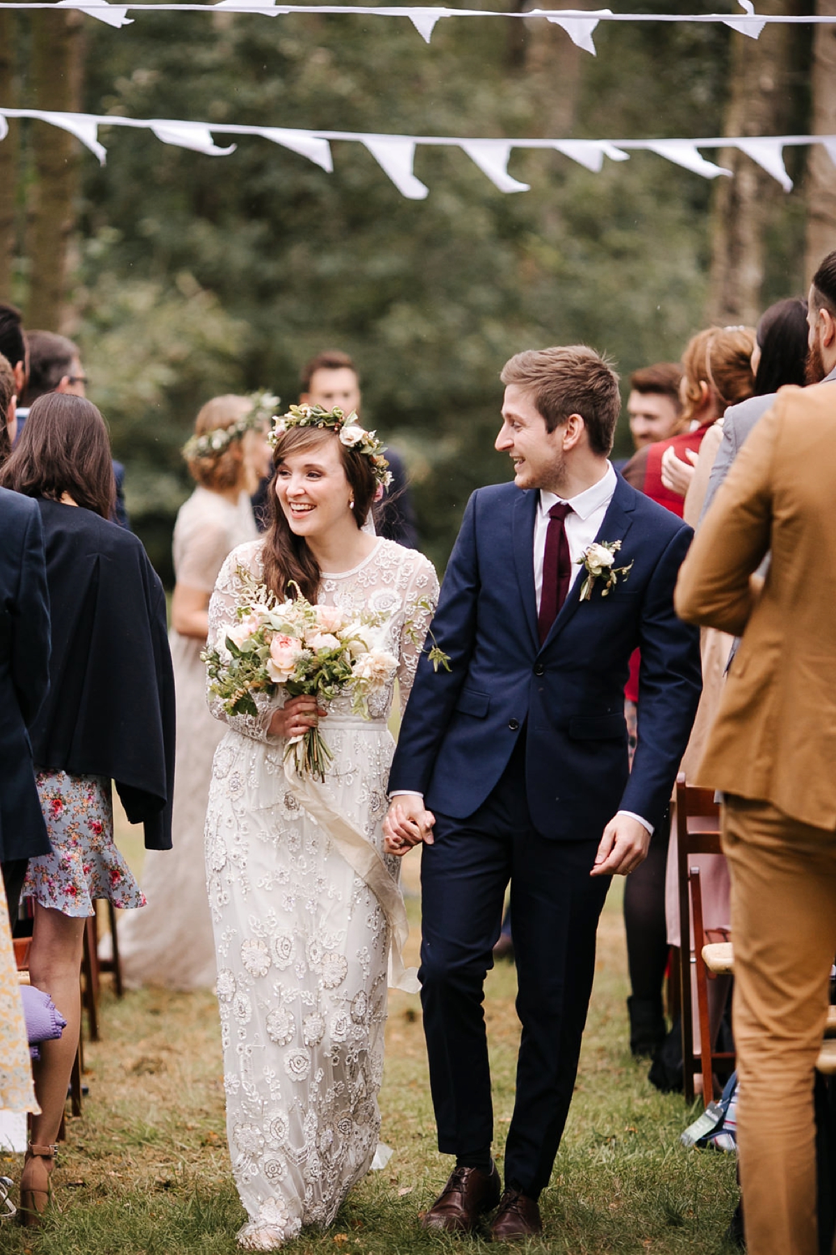 28 A bohemian and botanical inspired wedding with a Needle and Thread dress