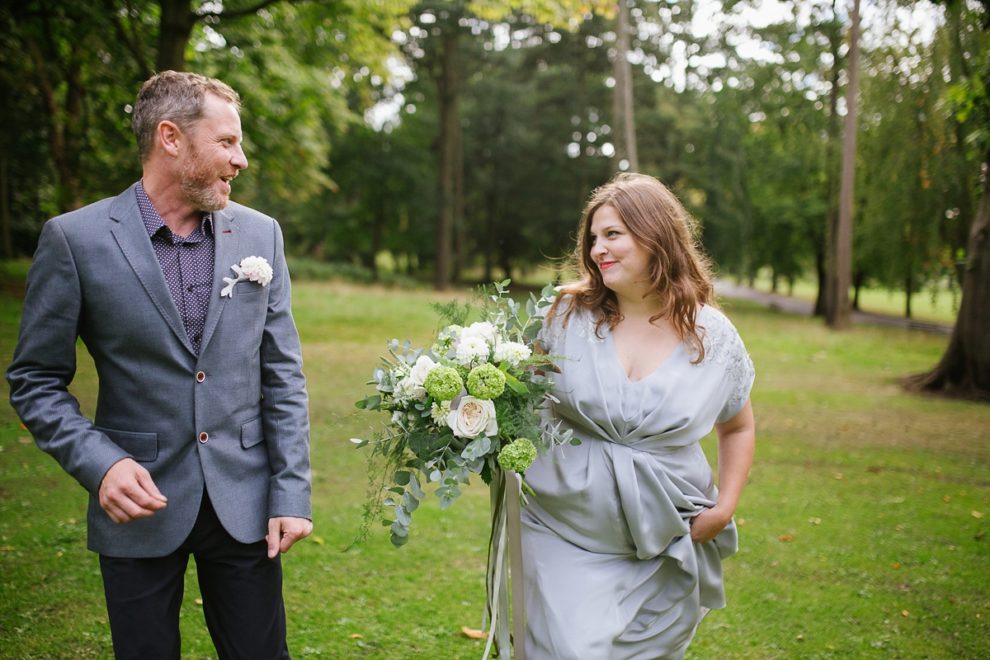 28 A pale blue dress for an intimate family garden wedding