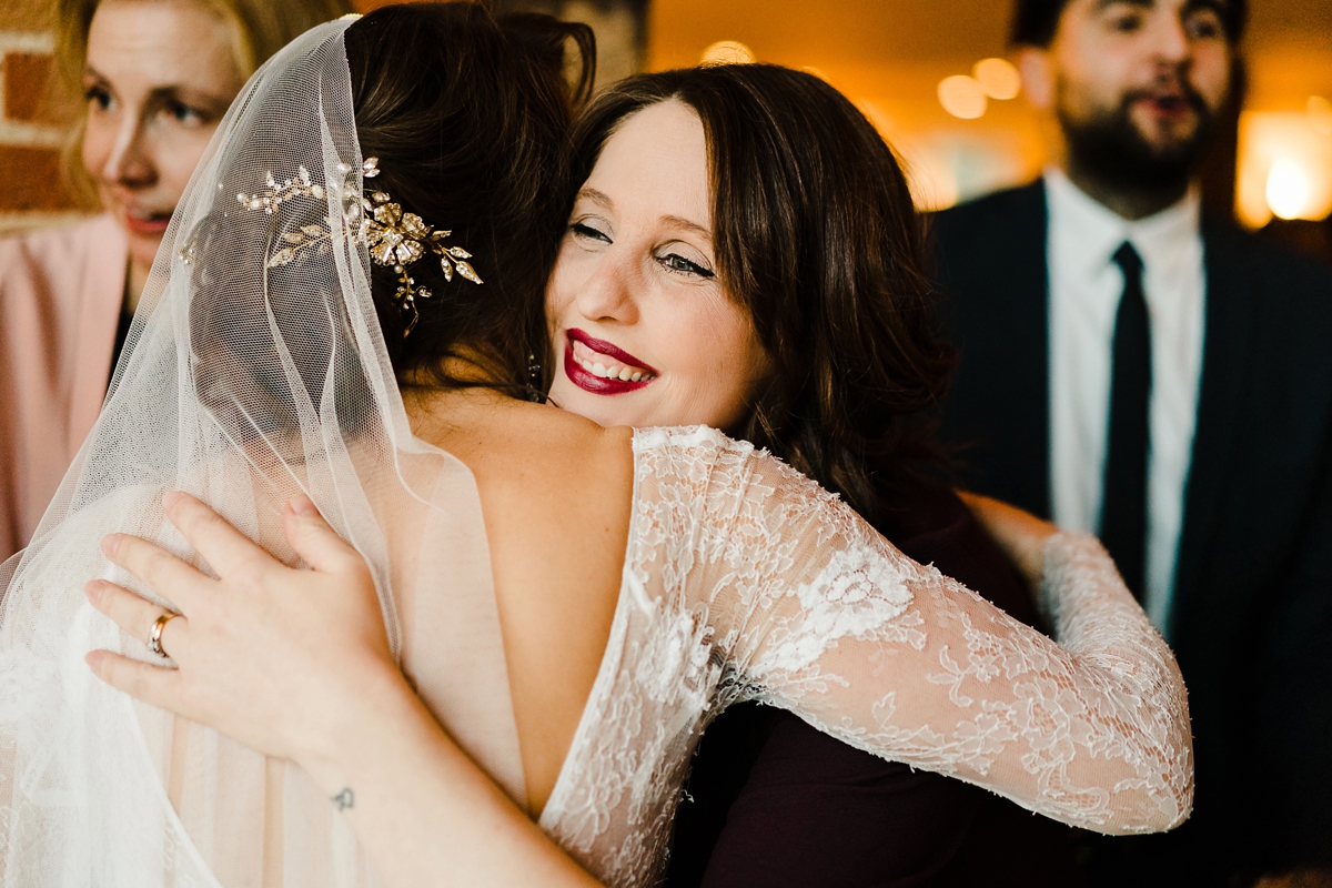 29 An Anna Kara dress for a winter barn wedding in greens and neutrals