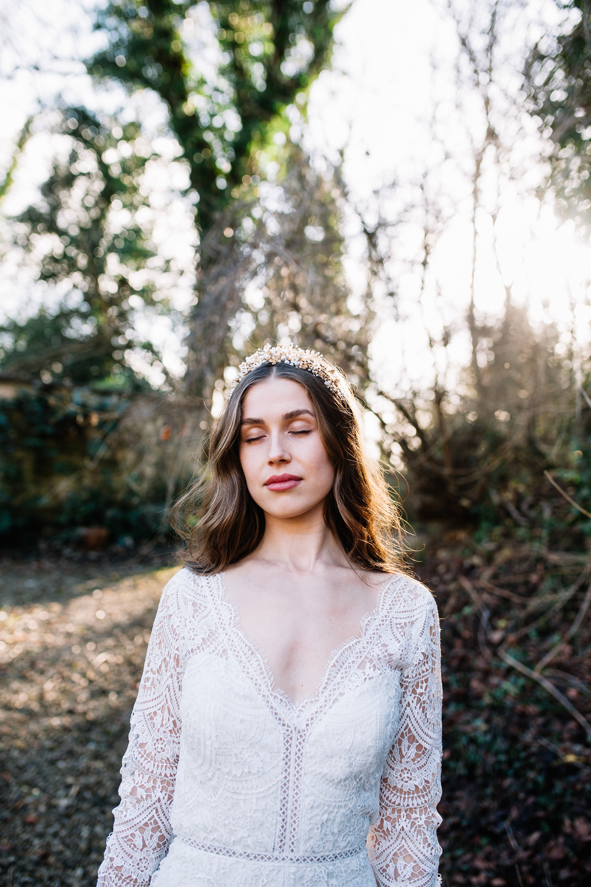 29 Hermione Harbutt Headpieces in a woodland wedding bridal editorial