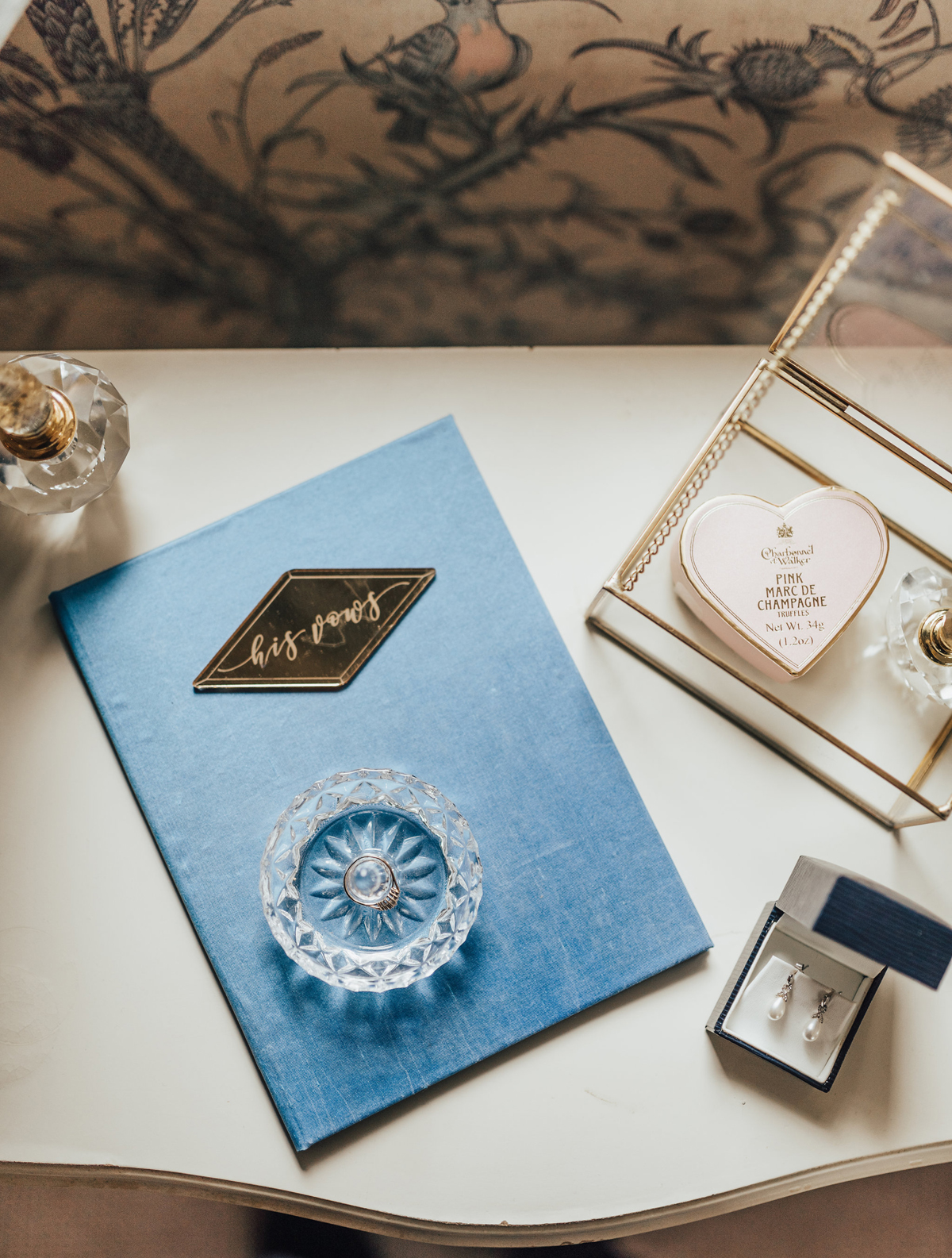 3 Something Blue wedding and bridal inspiration with a handpainted leather jacket