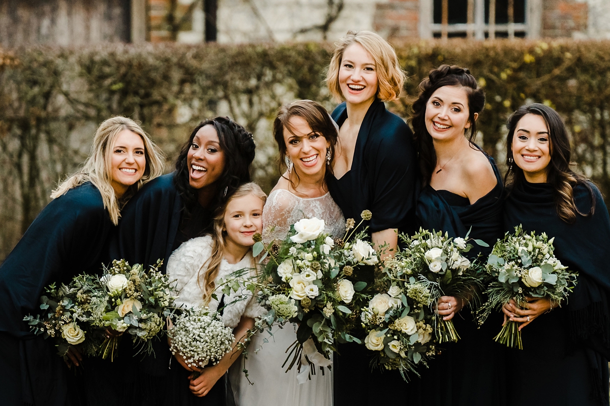 31 An Anna Kara dress for a winter barn wedding in greens and neutrals