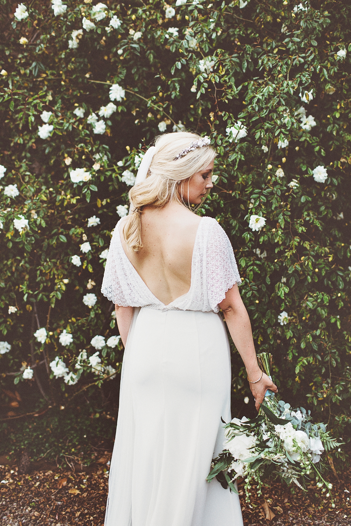 34 A Flora bride dress for a natural and rustic barn wedding in Shropshire