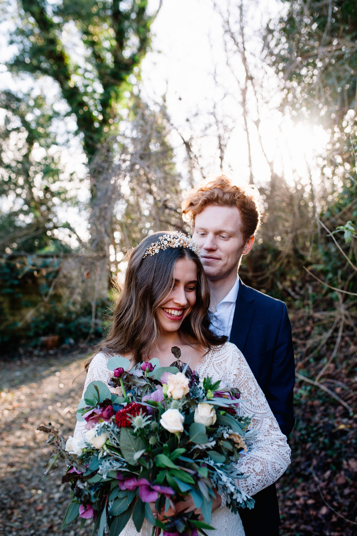34 Hermione Harbutt Headpieces in a woodland wedding bridal editorial